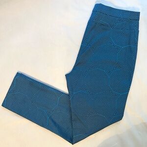 AKRIS PUNTO Franca Trouser Slim Ankle Crop Pant 6 Deep Blue Azur Geometric Print